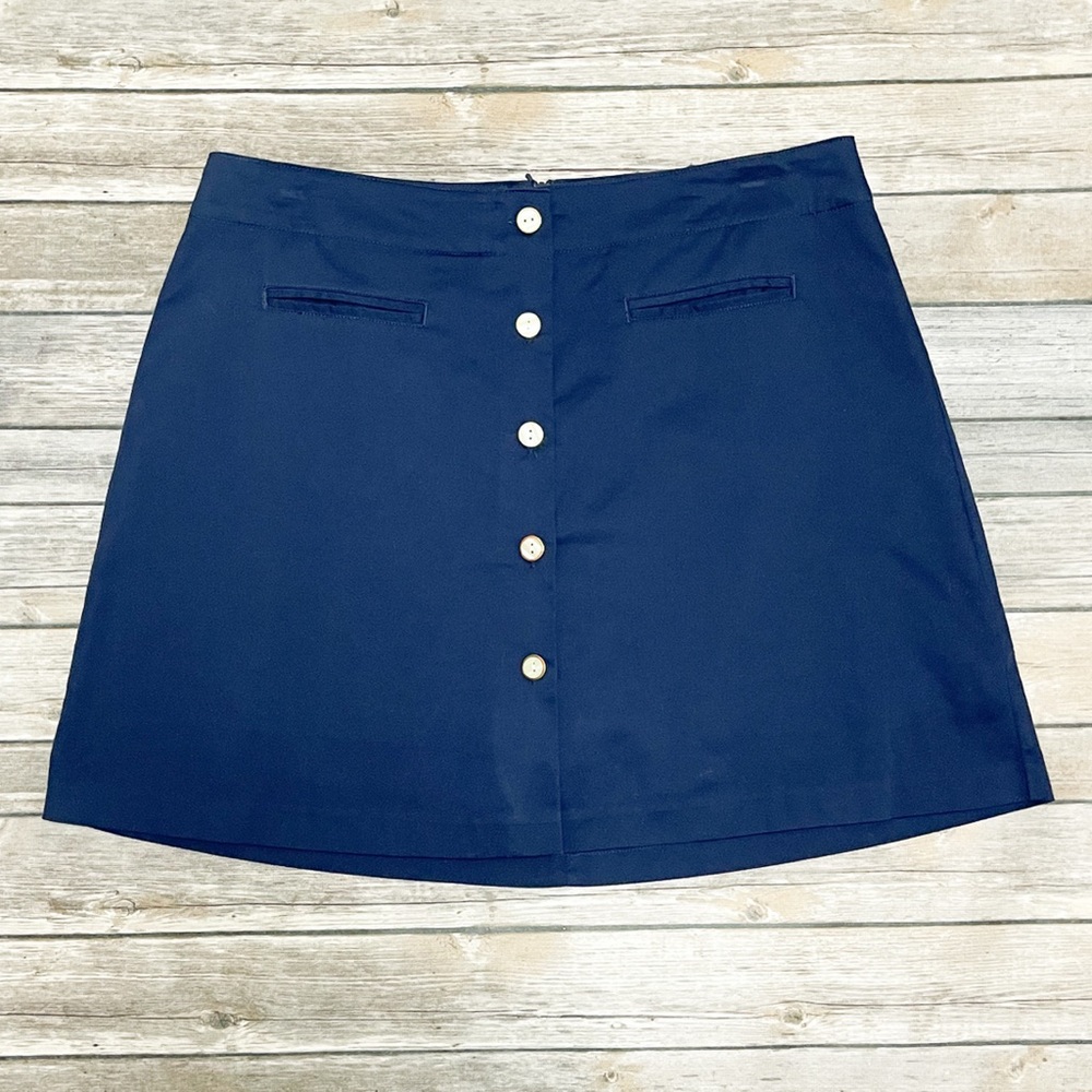 Lady Hagen Navy Blue Golf Skort Faux Button Accents Pockets 14